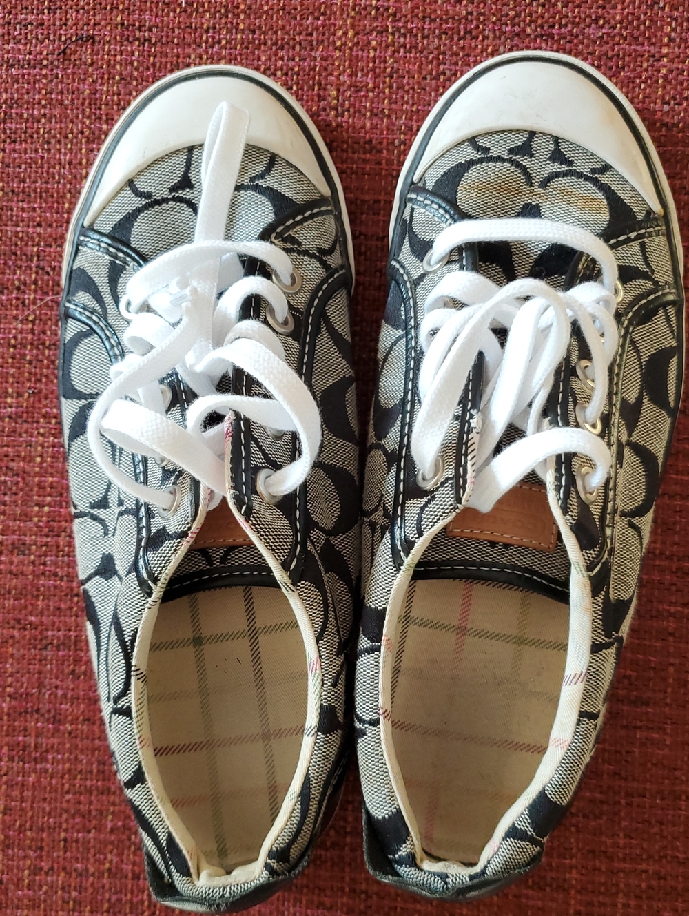 Coach Barrett Signature Canvas Lace-Up Sneakers in Black and White Sz 8